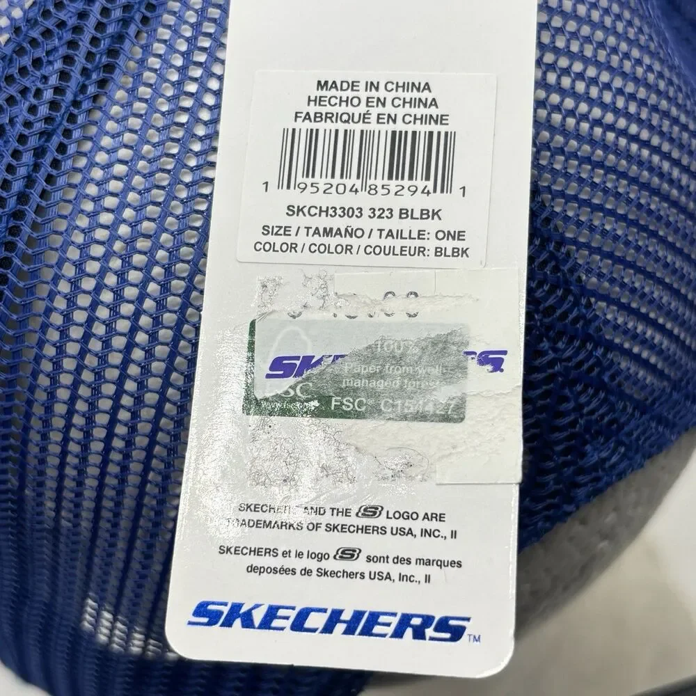 Skechers Youth Monster Trucker Snapback Hat Blue Sequin Eyes Kids Adjustable Cap